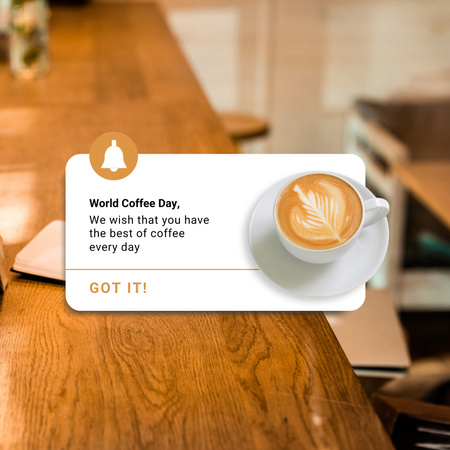 World Coffee Day Reminder with Cafe Instagram Design Template