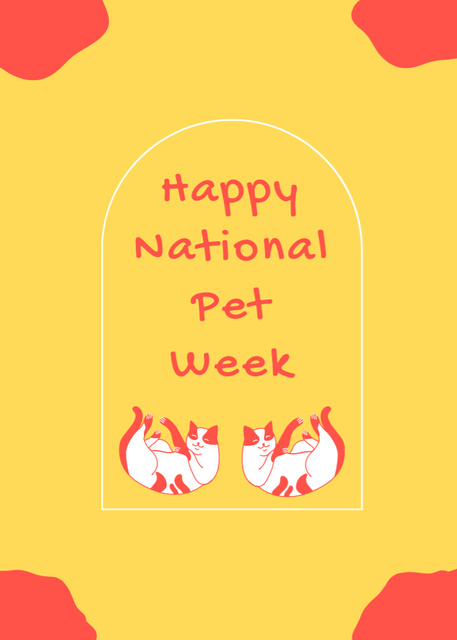 Lovely National Pet Week Greetings With Cats Postcard 5x7in Vertical Tasarım Şablonu