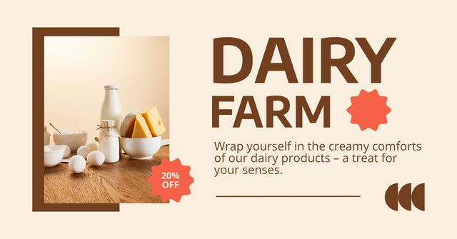 Ontwerpsjabloon van Facebook AD van Offer by Dairy Farm on Beige