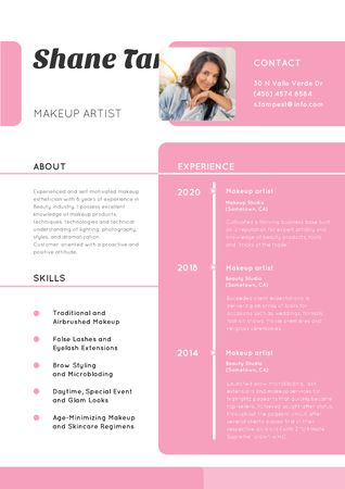 Szablon projektu Makeup artist skills and experience Resume