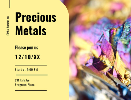 Plantilla de diseño de Precious Metals Global Summit WIth Shiny Stone Surface Invitation 13.9x10.7cm Horizontal 