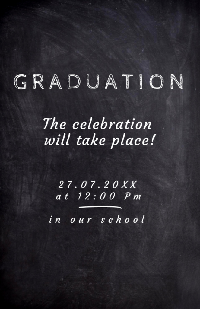 Graduation Celebration Announcement With Blackboard Invitation 5.5x8.5in Modelo de Design