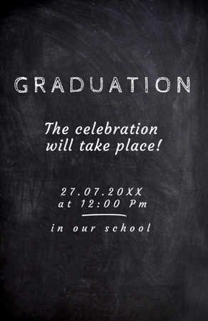 Graduation Announcement with Student writing on Blackboard Invitation 5.5x8.5in Design Template