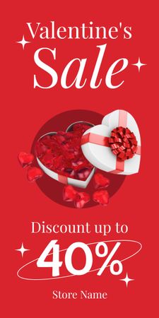 Valentine's Day Sale with Box of Flowers Graphic Design Template