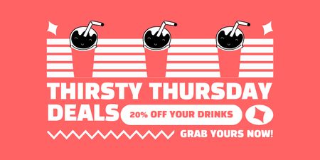 Platilla de diseño Fast Casual Restaurant Deals Ad with Illustration of Drinks Twitter