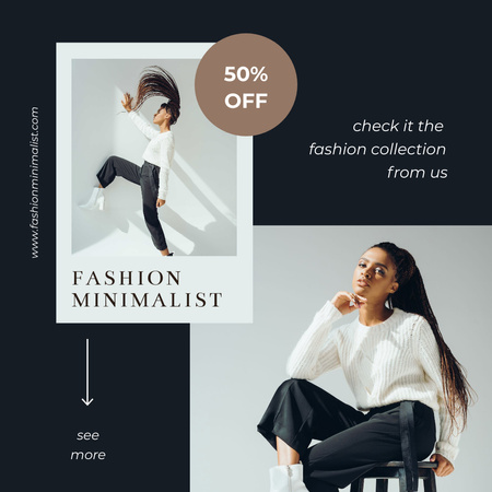 Fashion Minimalist With Woman Instagram Design Template