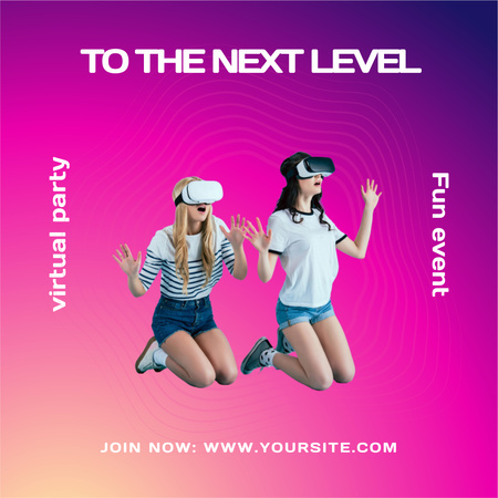 Virtual Team Party Event Instagram AD Design Template