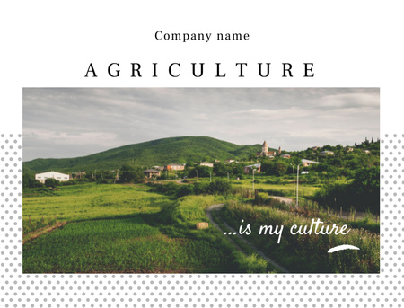 Designvorlage Landwirtschaftliche Bauernhöfe in ländlicher Landschaft mit Zitat für Postcard 4.2x5.5in