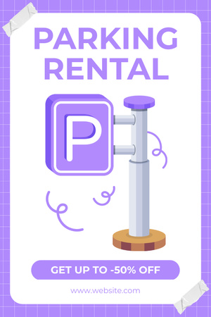 Announcement of Discount on Parking Rental on Violet Pinterest Design Template