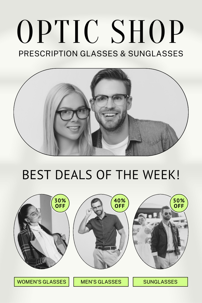 Template di design Best Weekly Deal on Glasses for Men and Women Pinterest