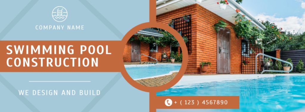 Template di design Provision of Services for Construction of Swimming Pools Facebook cover
