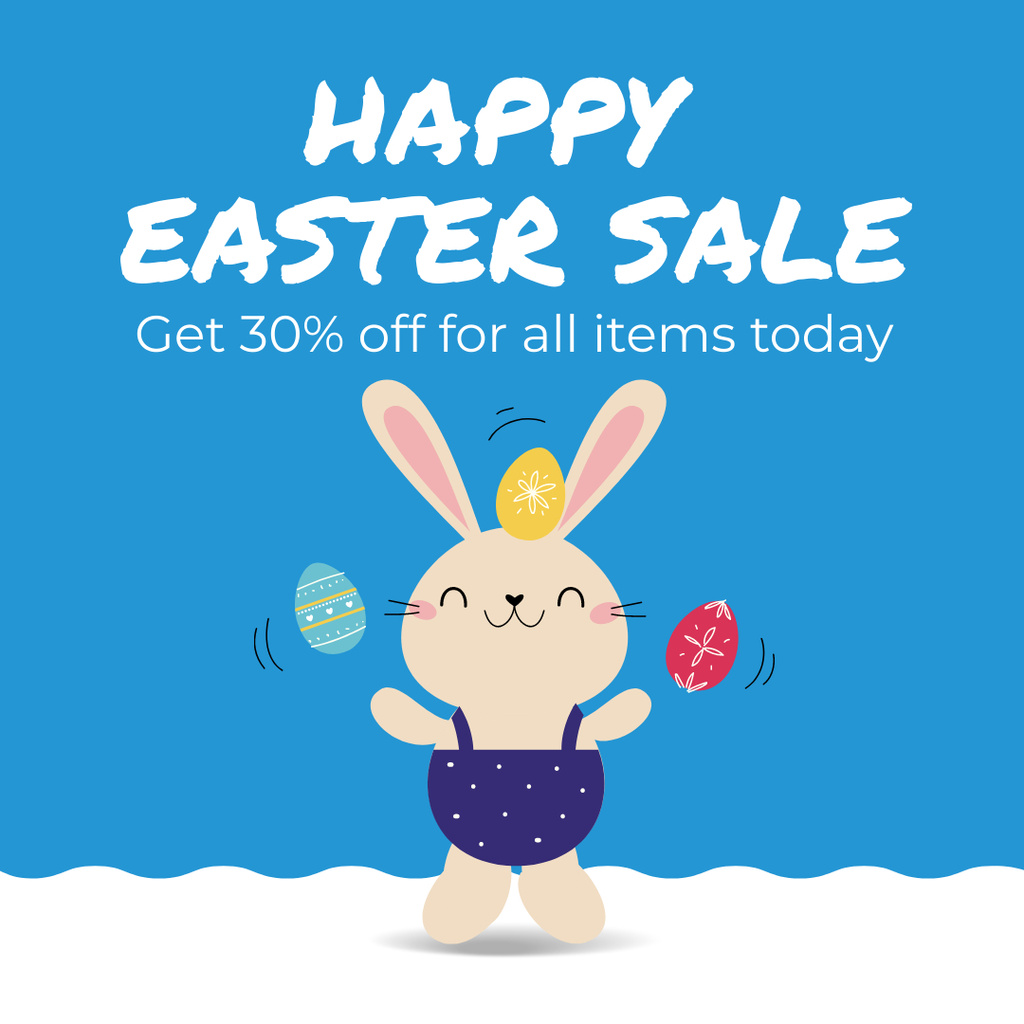 Easter Sale Announcement with Cute Illustration Instagram Design Template