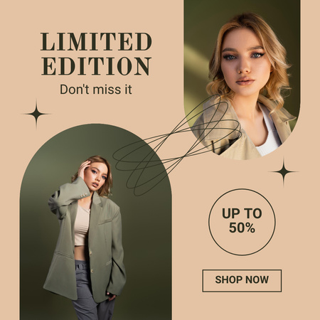 Fashion Collection Ads with Stylish Woman Instagram Πρότυπο σχεδίασης