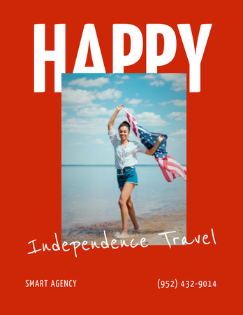 USA Independence Day Greeting with Tours Offer Poster 8.5x11in Design Template