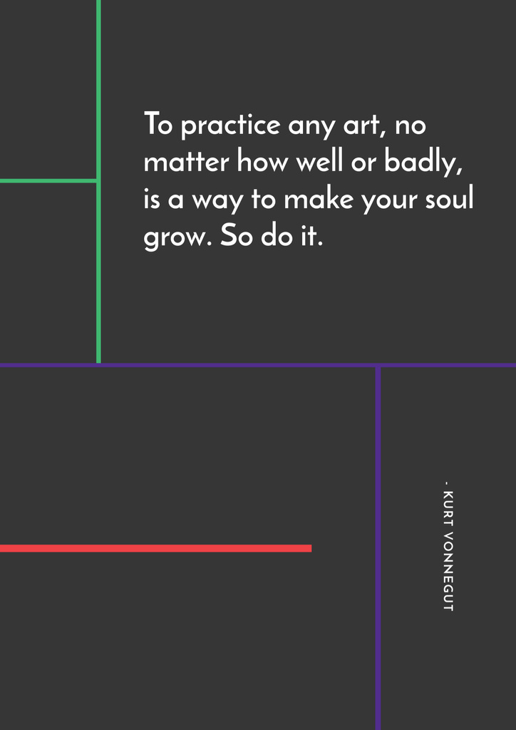 Citation about Practice to Any Art on Grey Poster B2デザインテンプレート