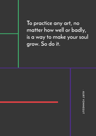 Plantilla de diseño de Citation about Practice to Any Art on Grey Poster B2 