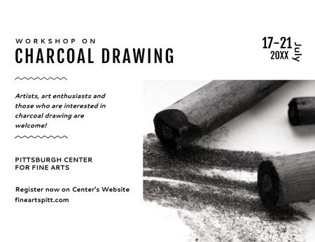 Platilla de diseño Drawing Workshop Announcement In Black And White Invitation 13.9x10.7cm Horizontal