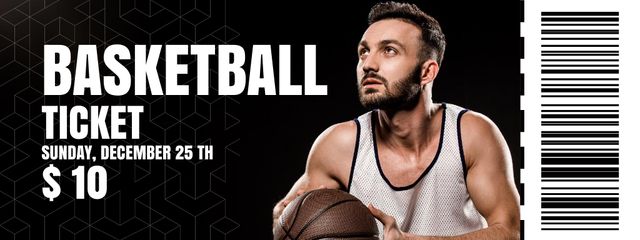 Active Basketball Voucher with Athlete Man Coupon Design Template