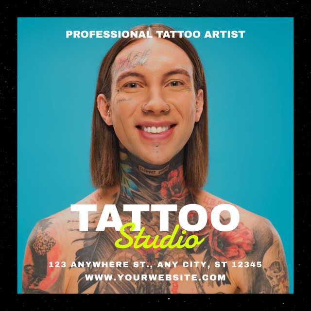 Professional And Colorful Tattoo Studio Offer Instagram Tasarım Şablonu