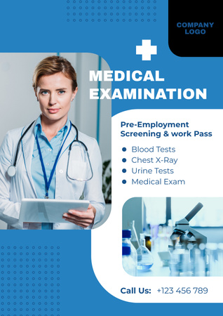 List of Medical Examination Services Poster – шаблон для дизайну