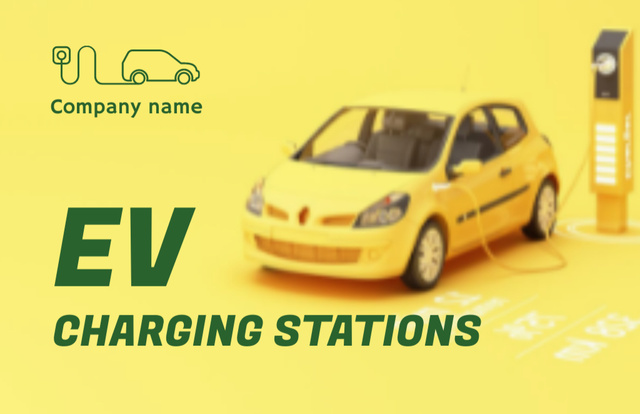 Electric Car on Charging Station Business Card 85x55mm tervezősablon
