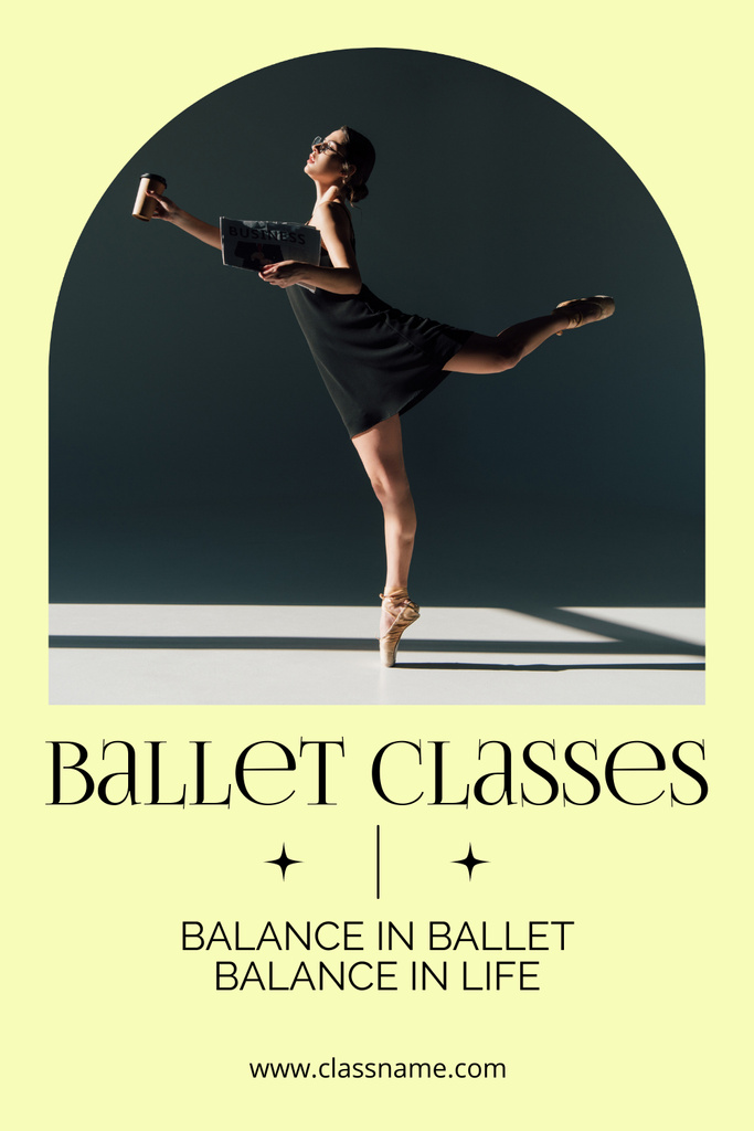 Ballet Class Ad with Inspirational Phrase Pinterest Design Template