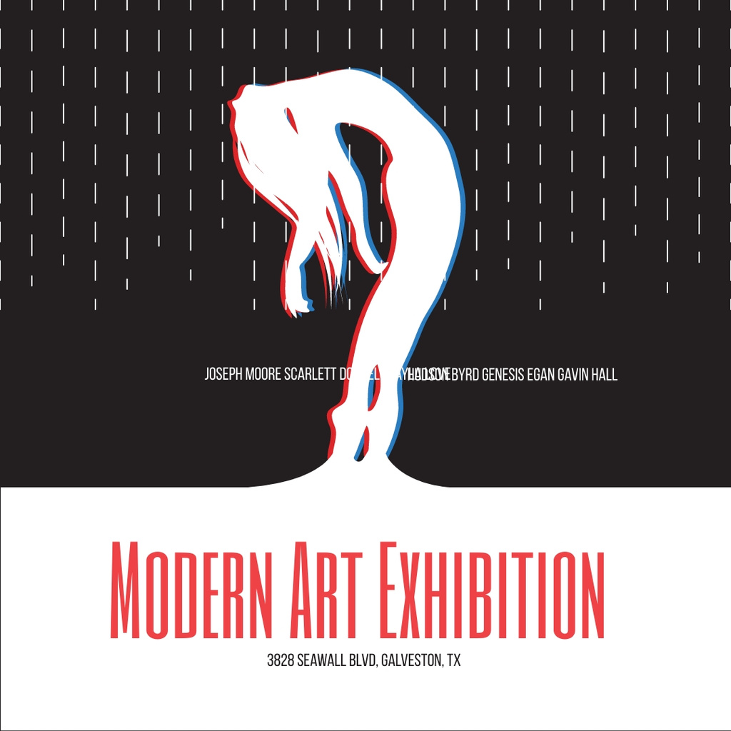 Plantilla de diseño de Modern Art Exhibition announcement Female Silhouette Instagram AD 