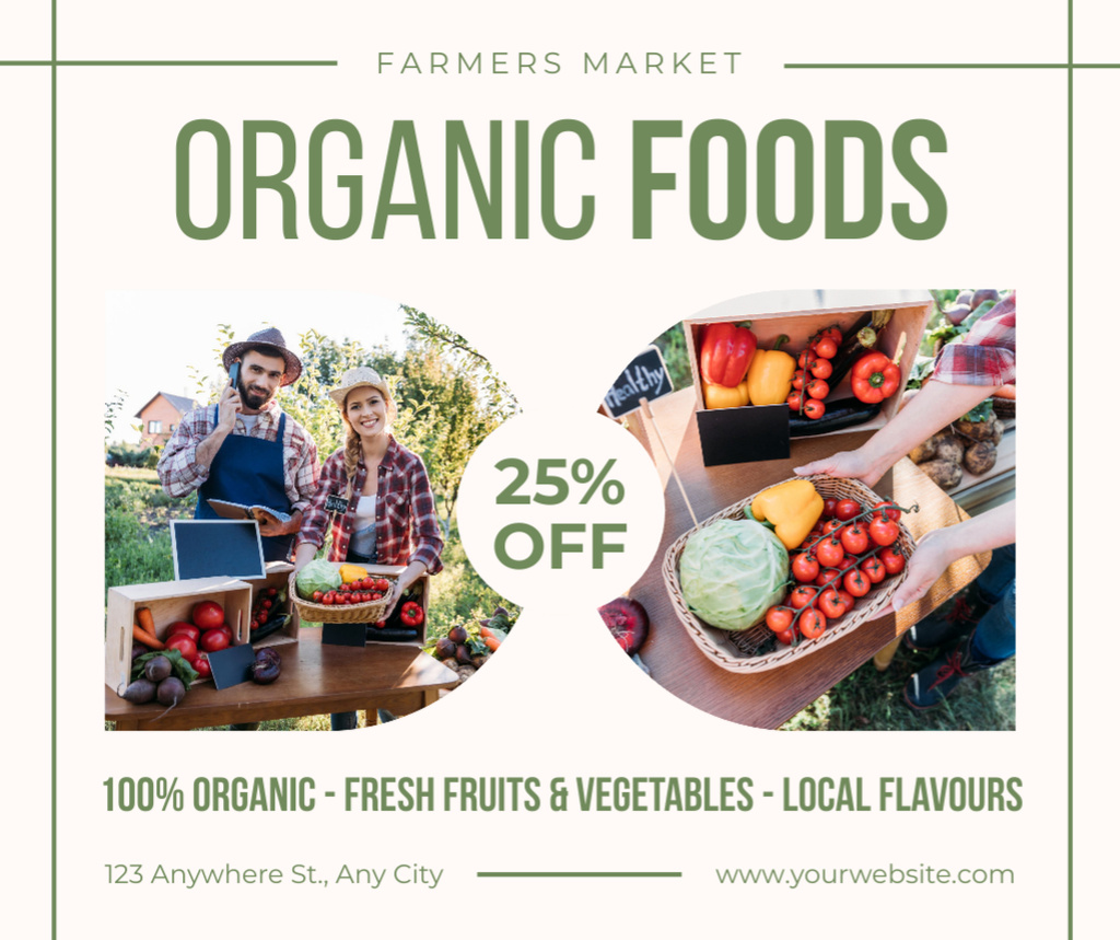 Discount on Organic Goods from Local Farm from Farmers Facebook Design Template