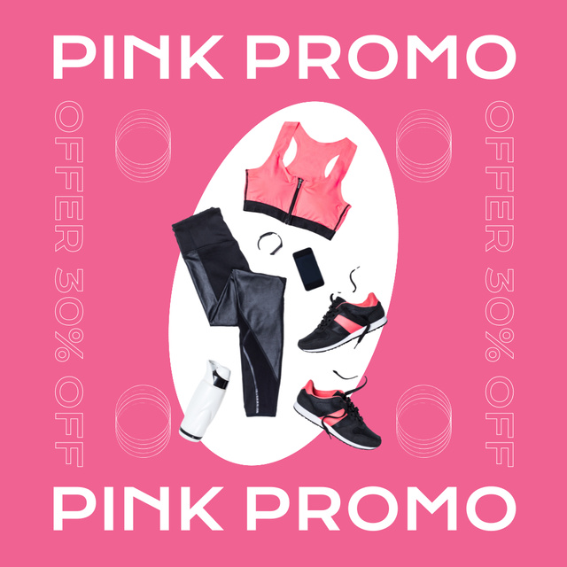 Ontwerpsjabloon van Instagram AD van Promo of Pink Sportswear Sets