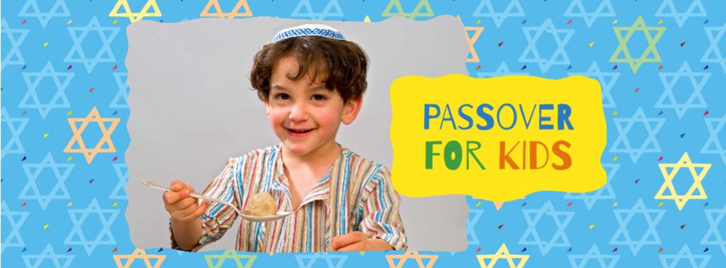 Passover Greeting with Jewish Kid Facebook cover – шаблон для дизайна