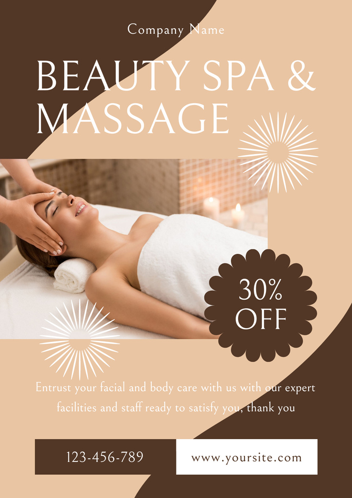 Beauty Spa and Massage Center Offer Poster Šablona návrhu
