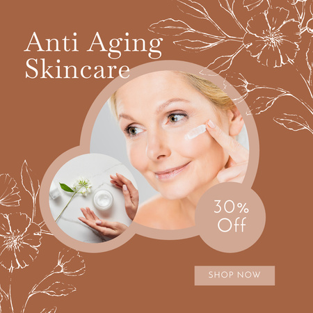 Anti Aging Skincare Cream With Discount Instagram Design Template