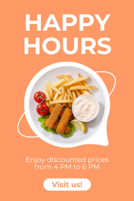 Happy Hours Promo with French Fries and Sauce Tumblr Modelo de Design