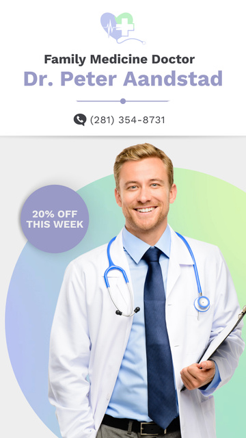 Reliable Family Medicine Doctor With Discount Instagram Video Story Design Template