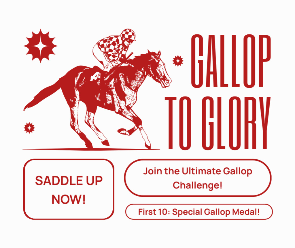 Designvorlage Gallop Challenge Announcement With Special Medal für Facebook
