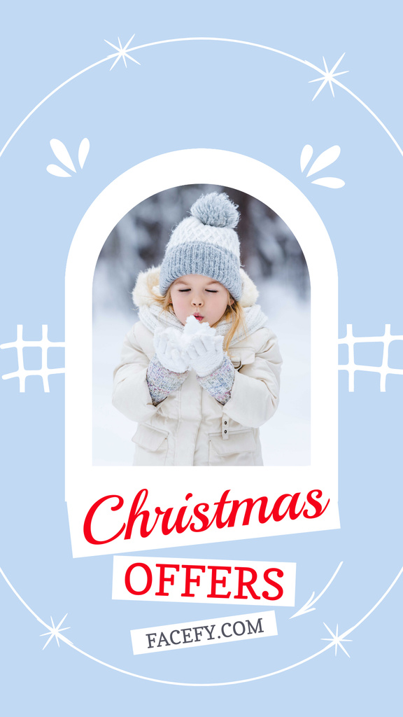 Christmas Holiday Offer with Cute Kid Instagram Story Modelo de Design