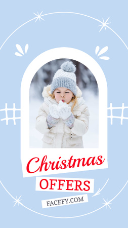 Sevimli Çocukla Noel Tatili Fırsatı Instagram Story Tasarım Şablonu