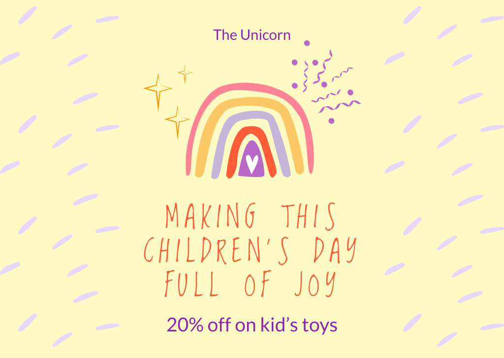 Children's Day Offer with Rainbow Card Modelo de Design
