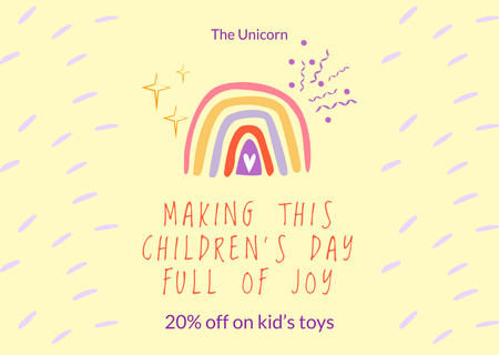Platilla de diseño Children's Day Offer with Rainbow Card