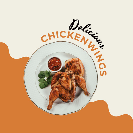 Ontwerpsjabloon van Instagram van Delicious Chicken Wings Offer