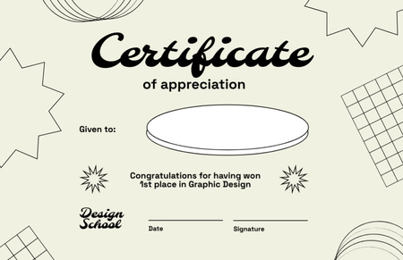 Plantilla de diseño de Premio de Apreciación del Curso de Diseño Gráfico Certificate 5.5x8.5in 