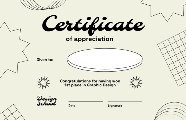 Graphic Design Course Appreciation Award Certificate 5.5x8.5in Design Template