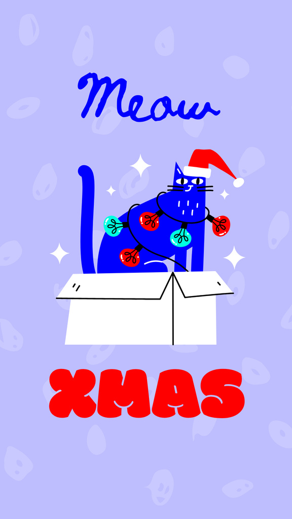 Designvorlage Christmas Holiday Greeting with Cat für Instagram Story