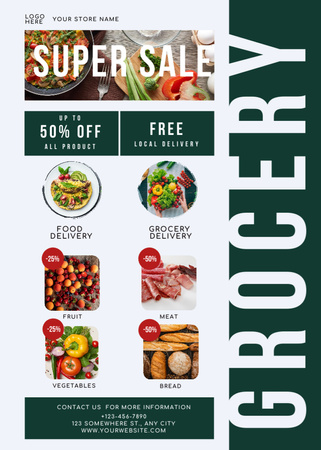 Grocery Store And Delivery Big Sale Offer Flayer Design Template