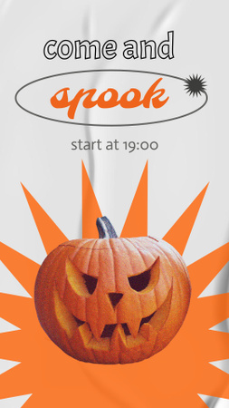Ontwerpsjabloon van Instagram Story van Halloween Party Announcement with Spooky Pumpkin