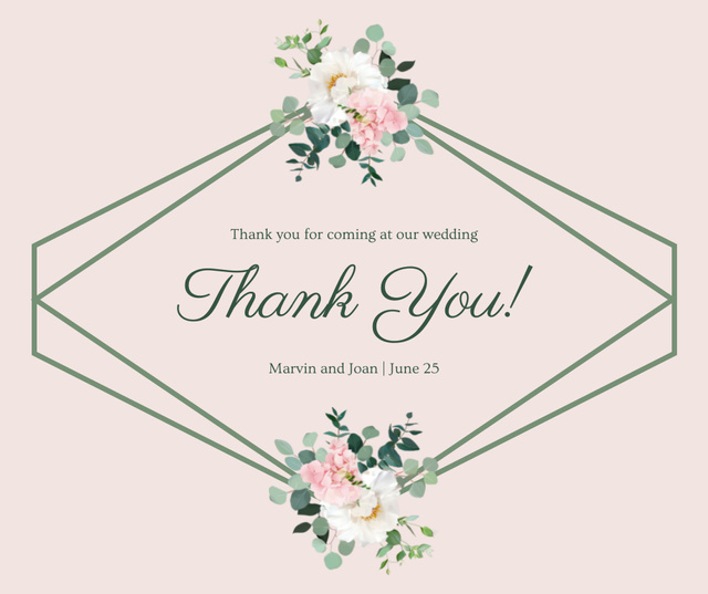 Designvorlage Wedding thankful card für Facebook