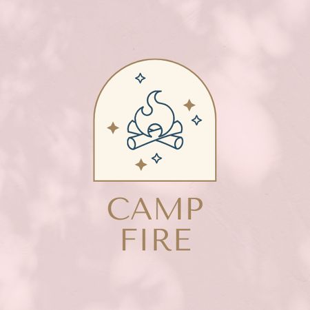 Emblem with Campfire Illustration on Grey Animated Logo Design Template