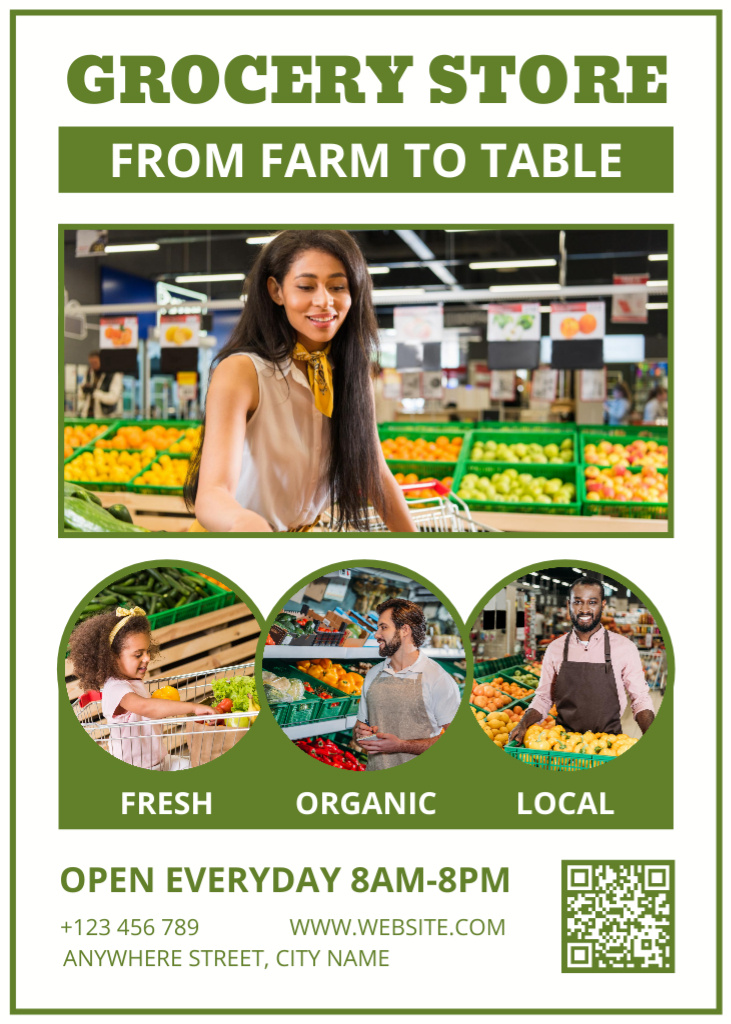 Grocery Store With Organic Products From Farm Flayerデザインテンプレート