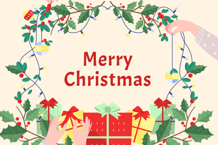 Ontwerpsjabloon van Postcard 4x6in van Christmas Cheers With Twigs And Garland