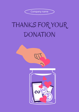 Gratitude for Donation with Money Jar Illustration Postcard A6 Vertical tervezősablon